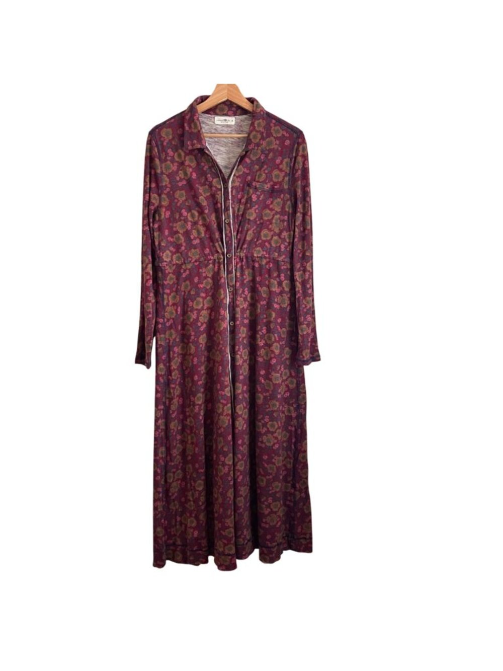 Natural Life Womens Maxi Shirt Dress Size M Floral Boho Cottagecore Button Front - Picture 2 of 10